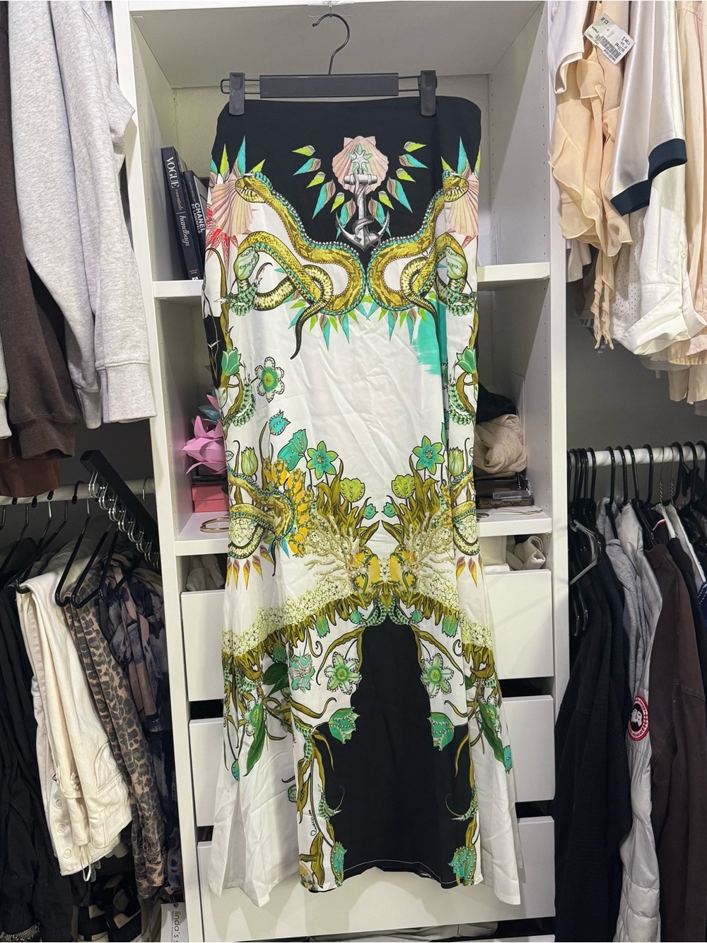 Roberto Cavalli Black skirt with Turquoise & Lime Floral Detail